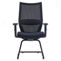 HY-718C Visitor Chair in black with mesh back, adjustable lumbar support, soft TPU armrests, fireproof foam cushion, and black coated frame
