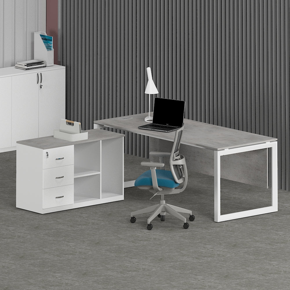 Solana Office Executive Desk (with Side Cabinet)
