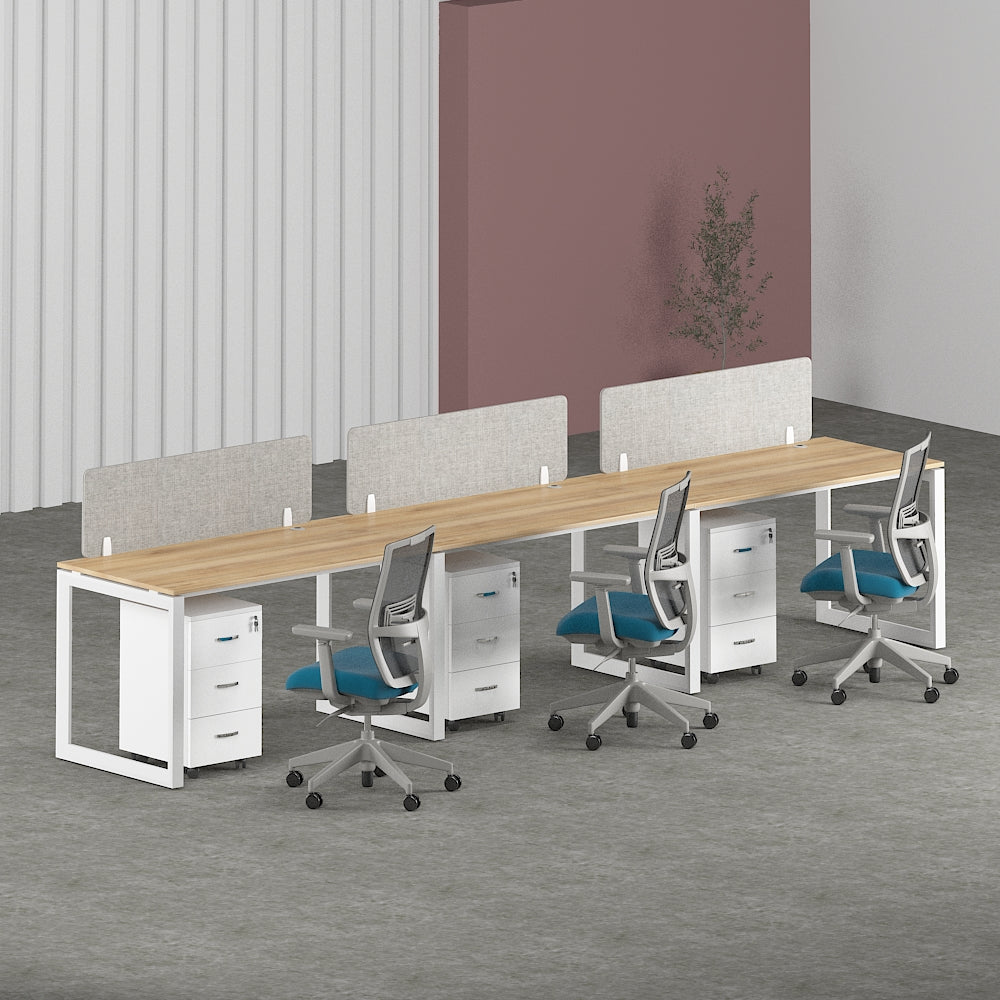 Solana Workstation In Loop Leg-3 Person (Linear Type) | Office Furniture Manufacturer & Supplier in Dubai | null