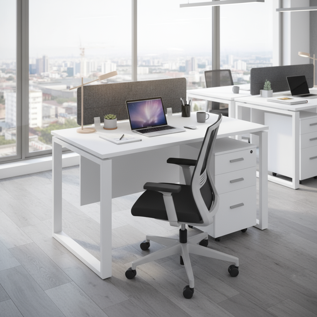 Pearl Workstation In Loop Leg-Single Person (Straight Table)