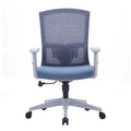 U-037B-HS Ergonomic medium back chair with grey mesh back, adjustable grey armrests, black cushioned seat, and grey nylon base with black casters