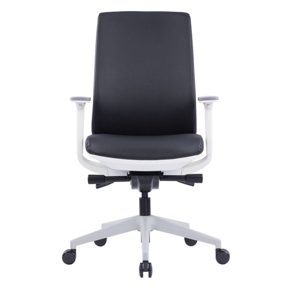 VIX-AG Ergonomic medium back office chair with molded foam seat, adjustable armrests, grey nylon base, and 60MM PU casters