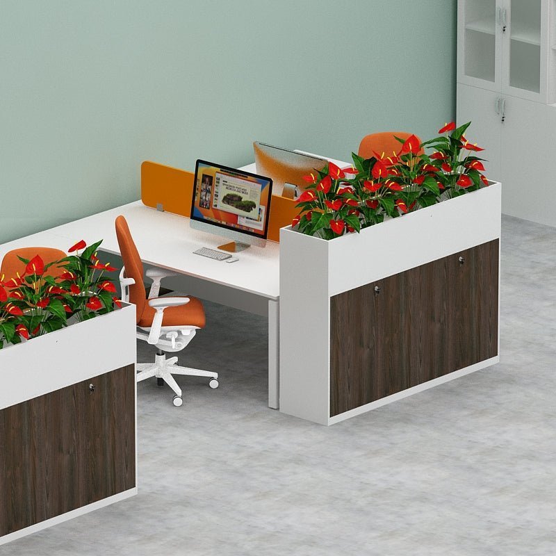 Planter Cabinet White with Lockable Push Open Doors - Office Store Dubai